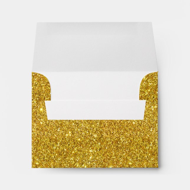 Gold Sparkle Glitter Invitation Envelope (Back (Bottom))