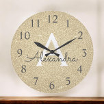 Gold Sparkle Glitter Monogram Name & Initial<br><div class="desc">Gold Sparkle Glitter Monogram Name and Initial Serving Wall Clock. The Wall Clock makes the perfect gift for someone who loves sparkle and glitter.</div>