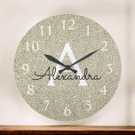 Gold Sparkle Glitter Monogram Name & Initial<br><div class="desc">Gold Sparkle Glitter Monogram Name and Initial Serving Wall Clock. The Wall Clock makes the perfect gift for someone who loves silver sparkle glitter.</div>