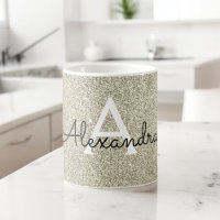 Gold Sparkle Glitter Monogram Name & Initial