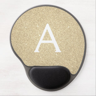Gold Sparkle Glitter Monogram Name Mousepad