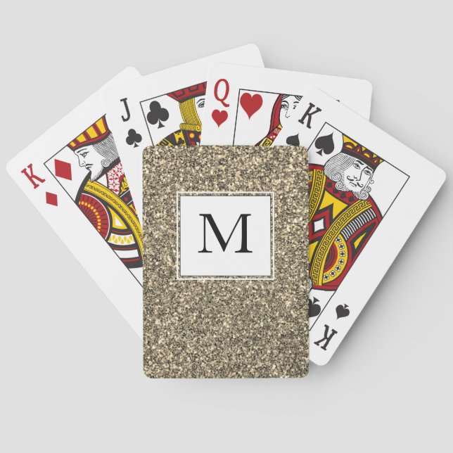 Gold Sparkle Glitter MONOGRAM Playing Cards (Back)
