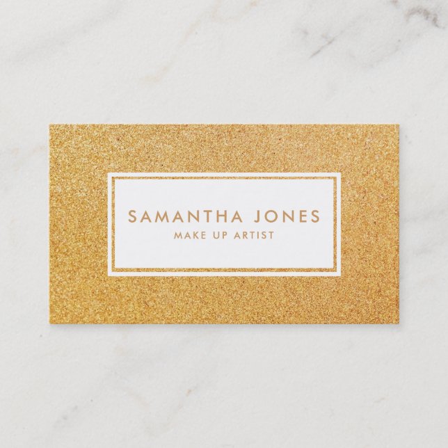 Gold Sparkle Glitter Simple Modern Make Up Artist Business Card (Front)