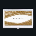Gold Sparkle Glitter & White Business Card Holder<br><div class="desc">Gold Sparkle Glitter & White Business Card Holder. Customise with any text or leave it blank.</div>