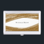 Gold Sparkle Glitter & White Business Card Holder<br><div class="desc">Gold Sparkle Glitter & White Business Card Holder. Customise with any text or leave it blank.</div>