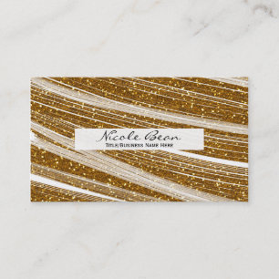 Gold Sparkle Glitter & White Chic Business Cards