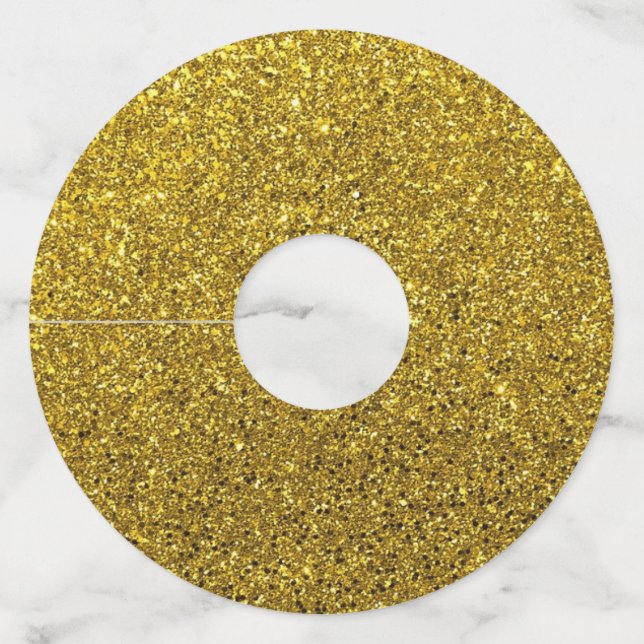Gold Sparkle Glitter Wine Glass Tag (Front)