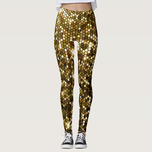Gold sparkle: glittering background. leggings (Front)