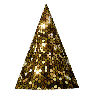 Gold sparkle: glittering background. party hat