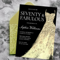 Gold Sparkle Gown Black 70th Birthday Party