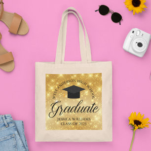 Gold Sparkle Graduate Chic 2023 Custom Graduation Tote Bag