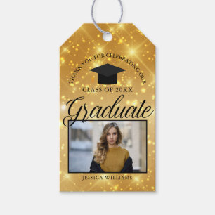 Gold Sparkle Graduate Photo Chic Graduation Party Gift Tags