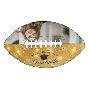 Gold Sparkle Graduation Chic Custom Graduate Photo Football