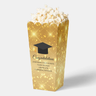 Gold Sparkle Graduation Chic Custom Party Popcorn Favour Box