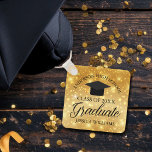 Gold Sparkle Graduation Chic Personalised Graduate Key Ring<br><div class="desc">Elegant faux gold sparkle graduation keychain for a high school or college graduate with your custom senior name and class in the centre. Personalise this beautiful gift to send to your friends.</div>