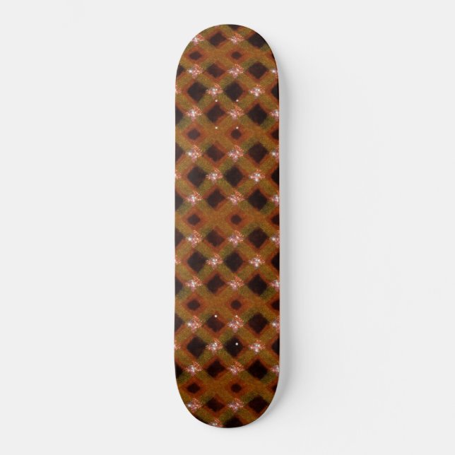 Gold Sparkle Harlequin Lattice Skateboard (Front)