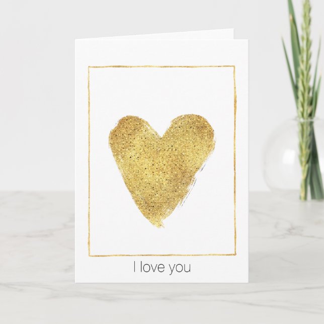 Gold Sparkle Heart Card (Front)