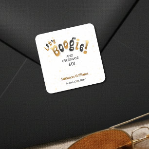 Gold Sparkle Let's Boogie 60th Birthday Square Sticker