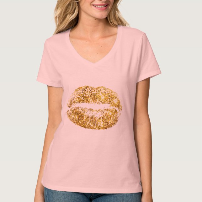 Gold Sparkle Lips T-Shirt (Front)