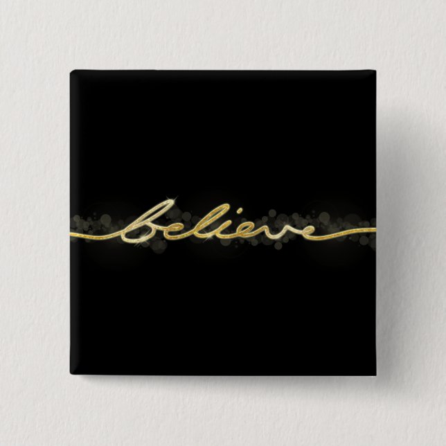 Gold Sparkle Look Bokeh Believe Christmas 15 Cm Square Badge (Front)