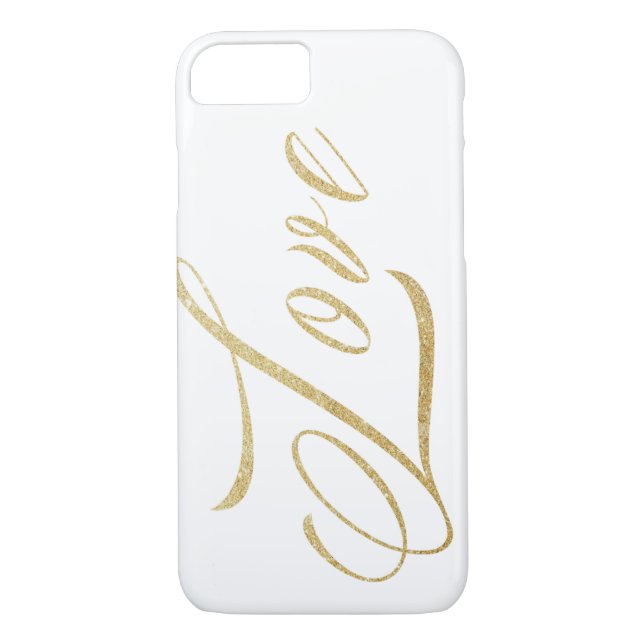 Gold Sparkle Love iPhone 7 Case (Back)