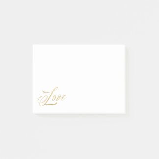 Gold Sparkle Love Post-It Notes