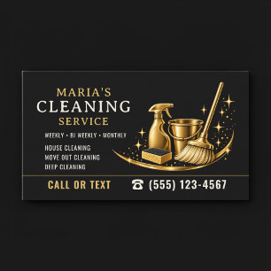 Gold Sparkle Maid House Cleaning Service Business Card