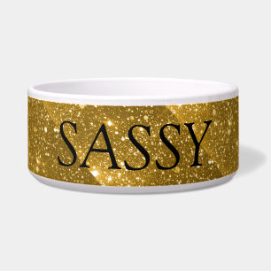 Gold Sparkle Personalised Pet Food - Water Bowl