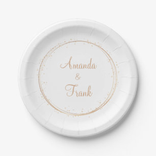 Gold Sparkle Personalised Wedding Paper Plate
