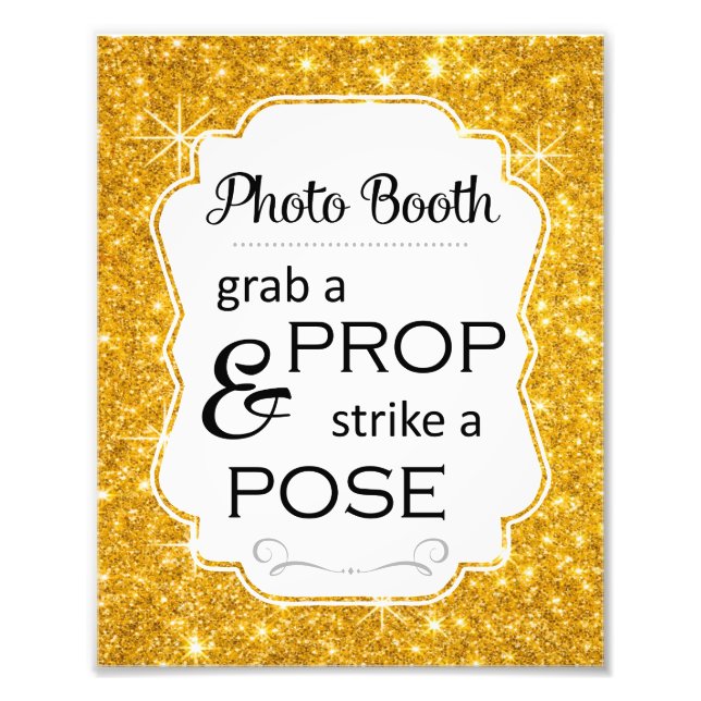 Gold Sparkle Photo Booth Bridal Shower Wedding Print (Front)