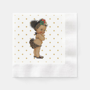 Gold Sparkle Polka Dot Paper Napkin Vintage Baby