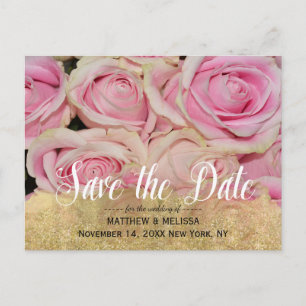 Gold Sparkle Save the Date Personalised Photo Announcement Postcard