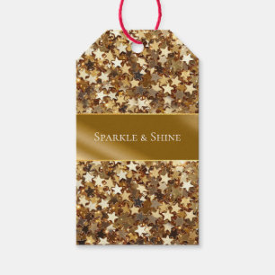 Gold Sparkle Stars Gift Tags