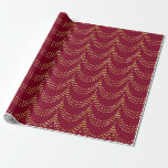 Gold Sparkle Swag Stripe on Burgundy Red Wrapping Paper<br><div class="desc">Hello and Merry Christmas! Here's an elegant gold swag stripe pattern on a burgundy red background. Small sparkly gold dots create the swag stripe giving it a festive and glam vibe. The wrapping paper coordinates with tissue paper, ribbon, gift tags, gift bags and wine bags. So you can have a...</div>
