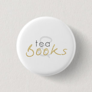 Gold Sparkle Tea and Books Button