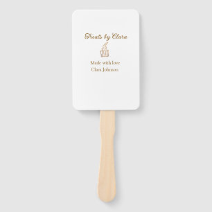 Gold sparkle treats bakery made with love add name hand fan