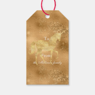 Gold Sparkle Unicorn Gift Tags