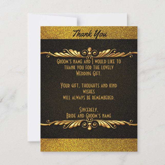 Gold Sparkle Wedding Thank You Cards (Front)