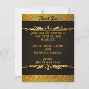 Gold Sparkle Wedding Thank You Cards
