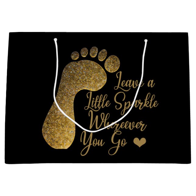Gold Sparkle Wherever You Go Large Gift Bag (Front)