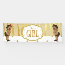 Gold Sparkle Zebra Print Baby Shower Banner
