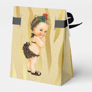 Gold Sparkle Zebra Print Vintage Baby Favour Box