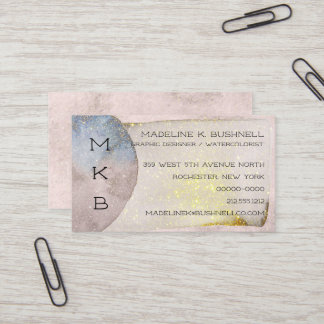 Gold Sparkled Pastel Watercolors Business Card