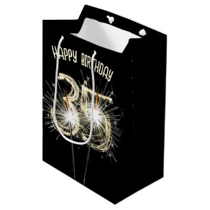 Gold Sparklers for 35th Birthday Medium Gift Bag