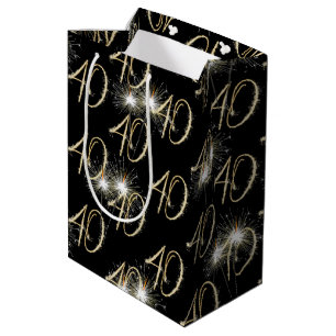 Gold Sparklers for 40th Birthday Medium Gift Bag
