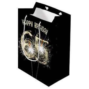 Gold Sparklers For 65th Birthday Medium Gift Bag