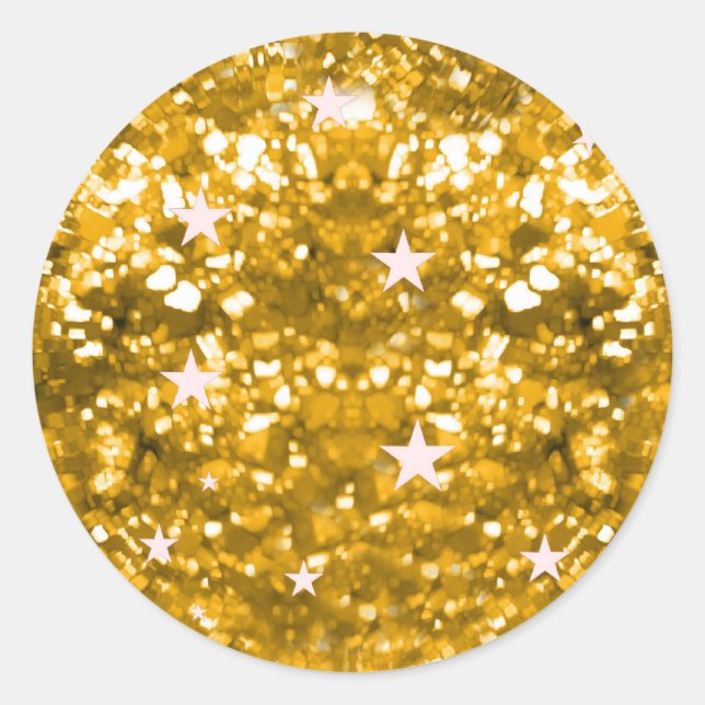 Gold sparkles glitter and stars sticker (Front)