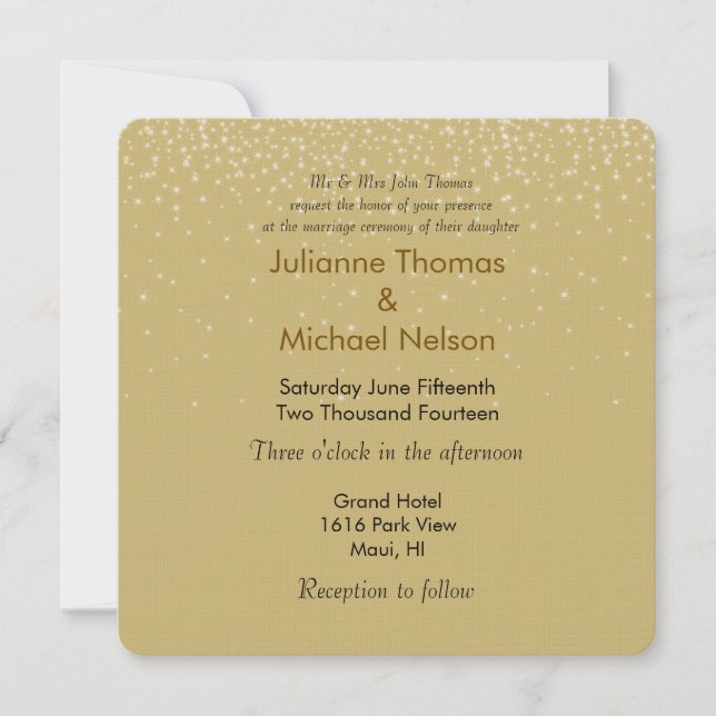 Gold Sparkles Gold Wedding Invitation (Front)
