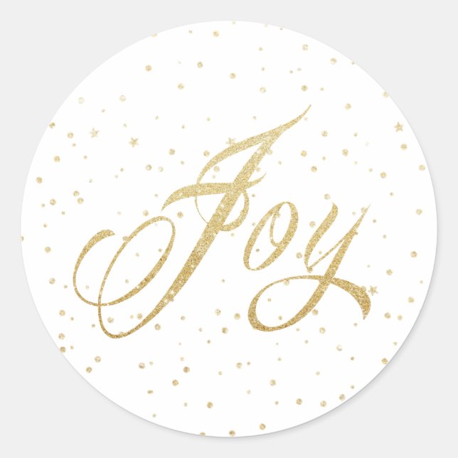 Gold Sparkles Joy Christmas Stickers (Front)