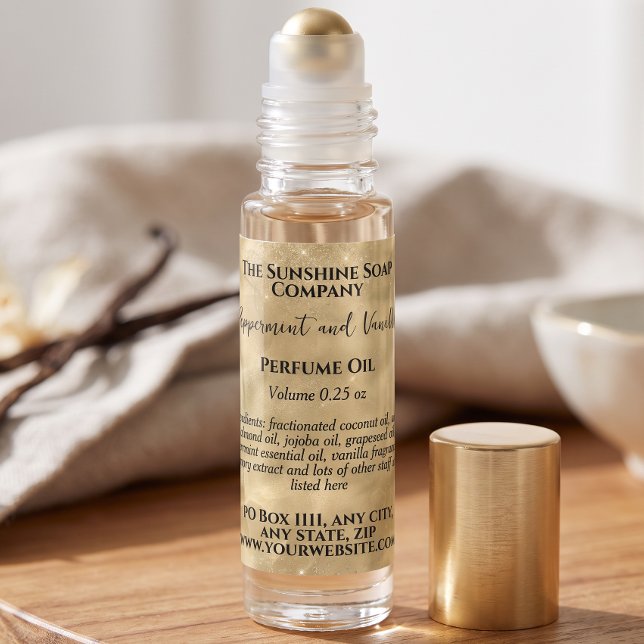 Gold Sparkles Perfume Roller Bottle label (Creator Uploaded)